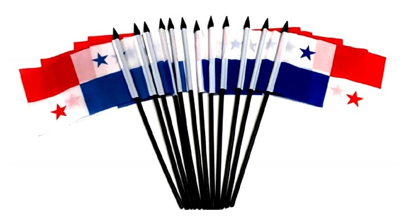 Pack of 12 Panama Mini Flags – 4"x6" Polyester Desk & Hand Waving Set